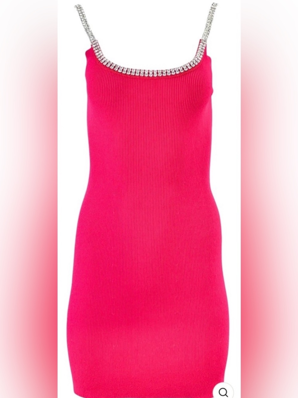 Paco Rabanne Crystal Embellished Ribbed Knit Mini Dress in Pink Raspberry - Picture 8 of 13